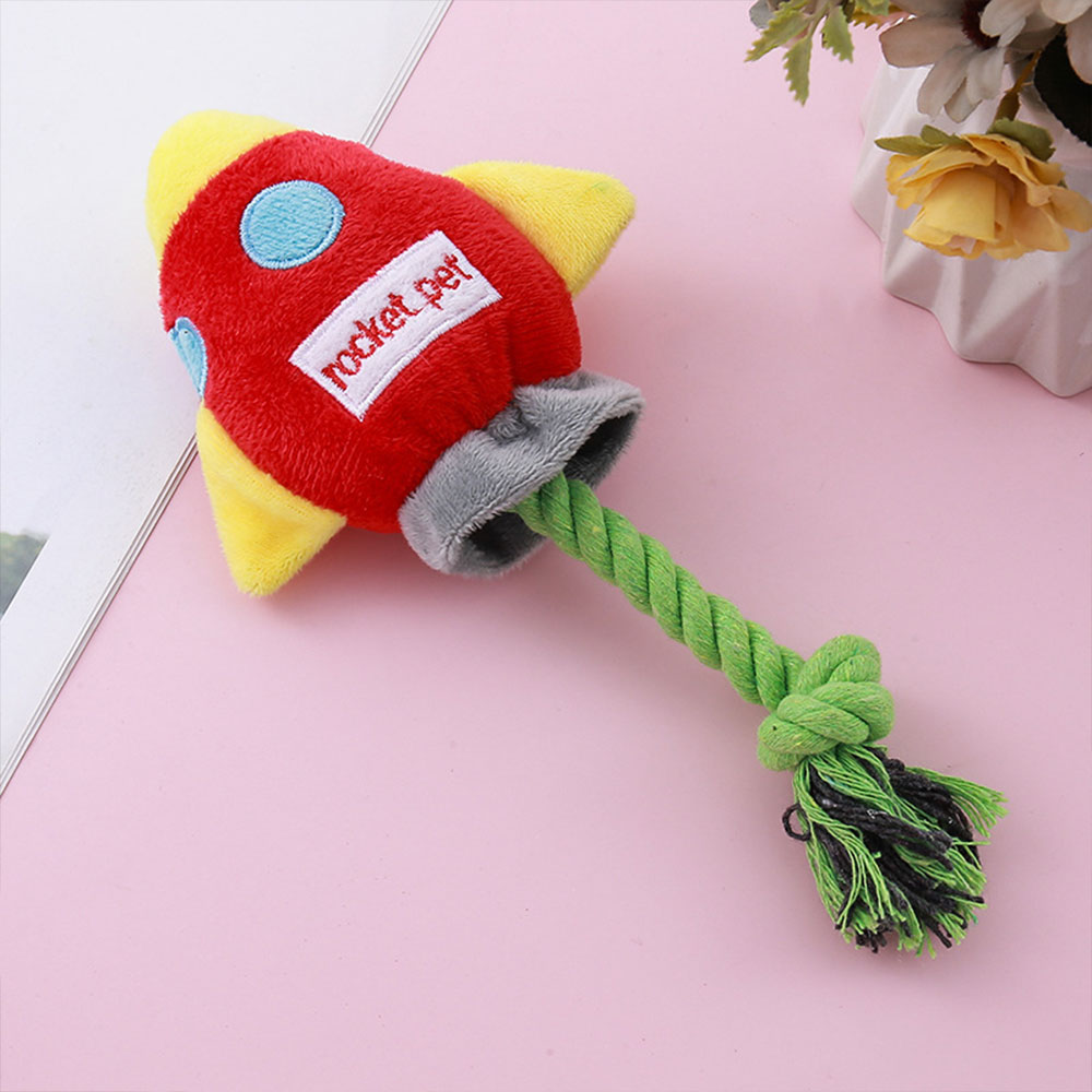크레용펫 강아지 장난감 로켓 터그놀이 삑삑이 로프 - 상품 이미지