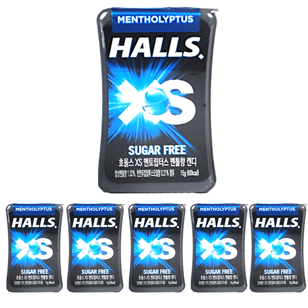 HALLS 호올스 XS 멘톨 사탕 졸음방지 미니 캔디 멘톨립터스 6개 - 상품 이미지