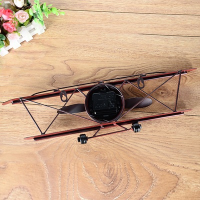 비행기모양 시계 미국 레트로 디자인 인테리어 거실 엔틱 레드 모노플레인 길이 50cm - 상세 이미지 3