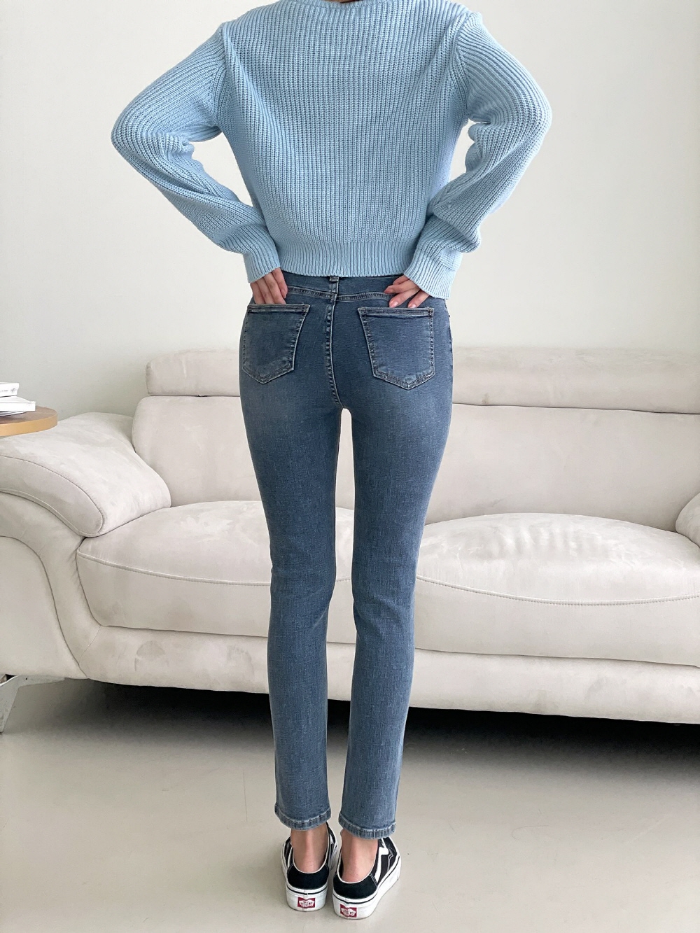 스키니진 키작녀청바지 하이웨스트 가을 여성 밴딩 9부 스판 데님 팬츠 이미지 8
