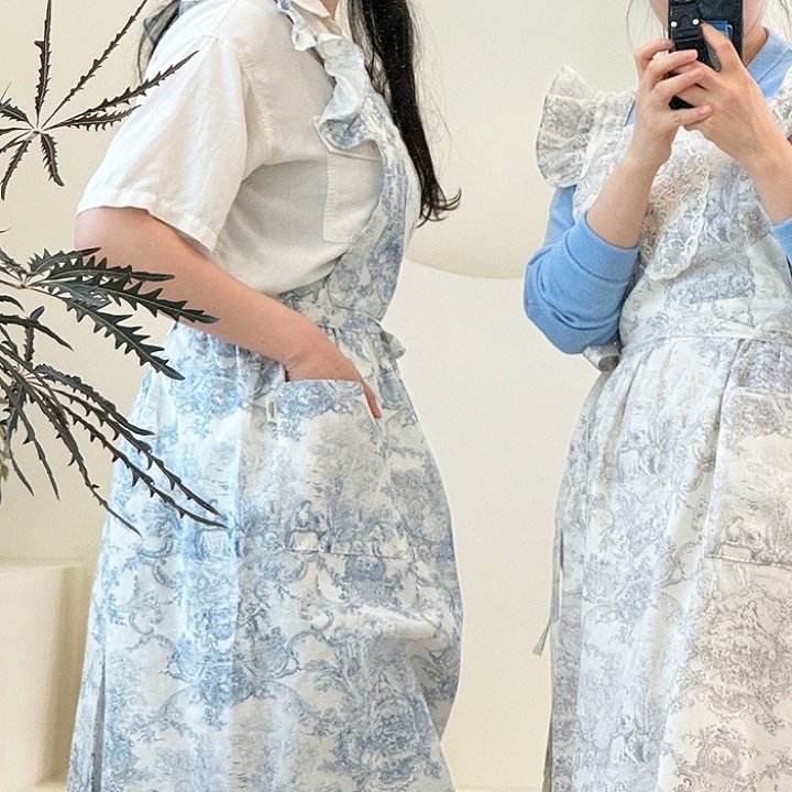 뜨왈드주이 어깨프릴 롱앞치마 에어프런