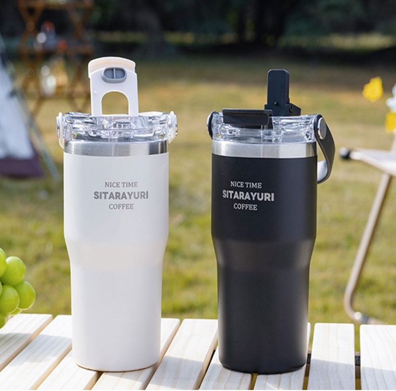대용량텀블러 보온 보냉 스텐 손잡이 빨대 텀블러 600ml - 상세 이미지 2