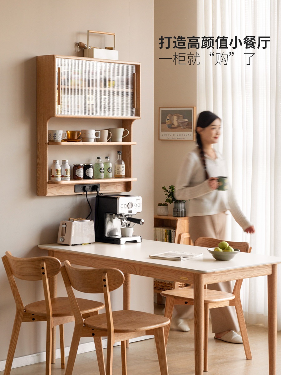 상부장선반 우드 그릇장 원목 장식장 보관함 주방 벽걸이 로그 0.78m + 1.2m - 상세 이미지 5