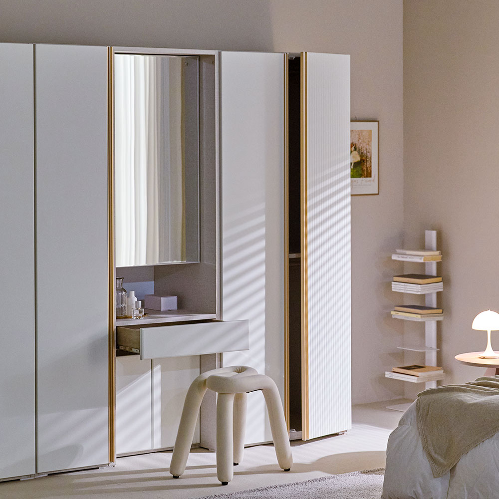 장인가구 루이나 플레인 슬림 거울 수납 서랍 화장대 600