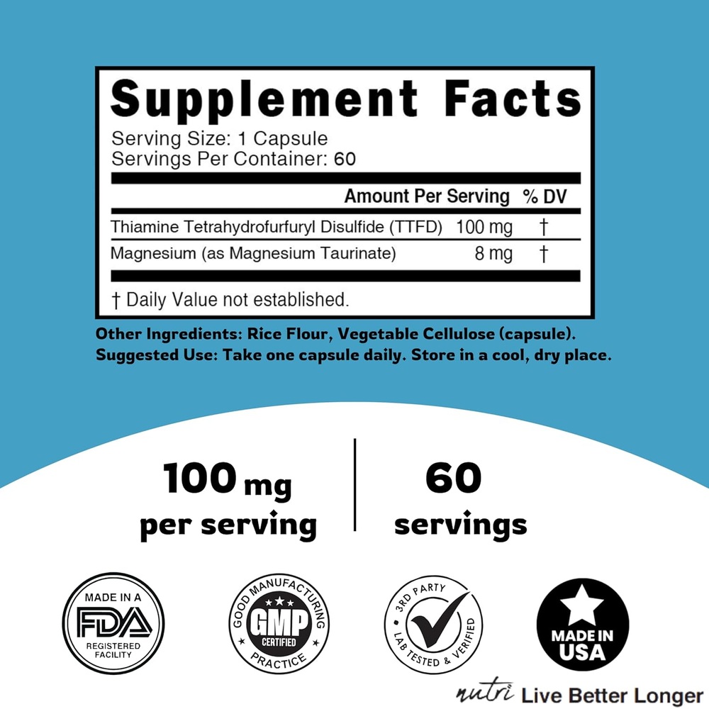 푸르설티아민 TTFD 티아민 B1 보충제 100mg 60캡슐 - 상세 이미지 5