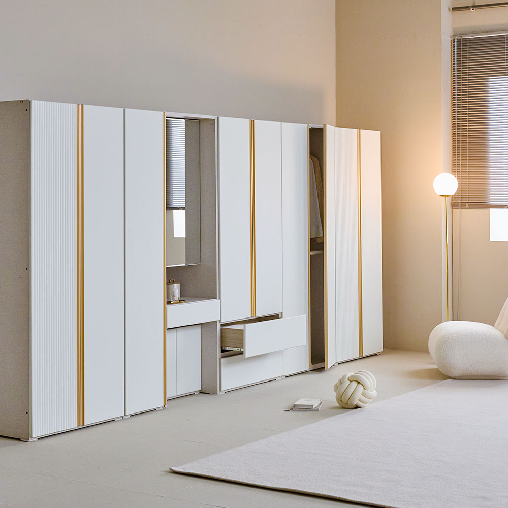 장인가구 루이나 플레인 슬림 거울 수납 서랍 화장대 600