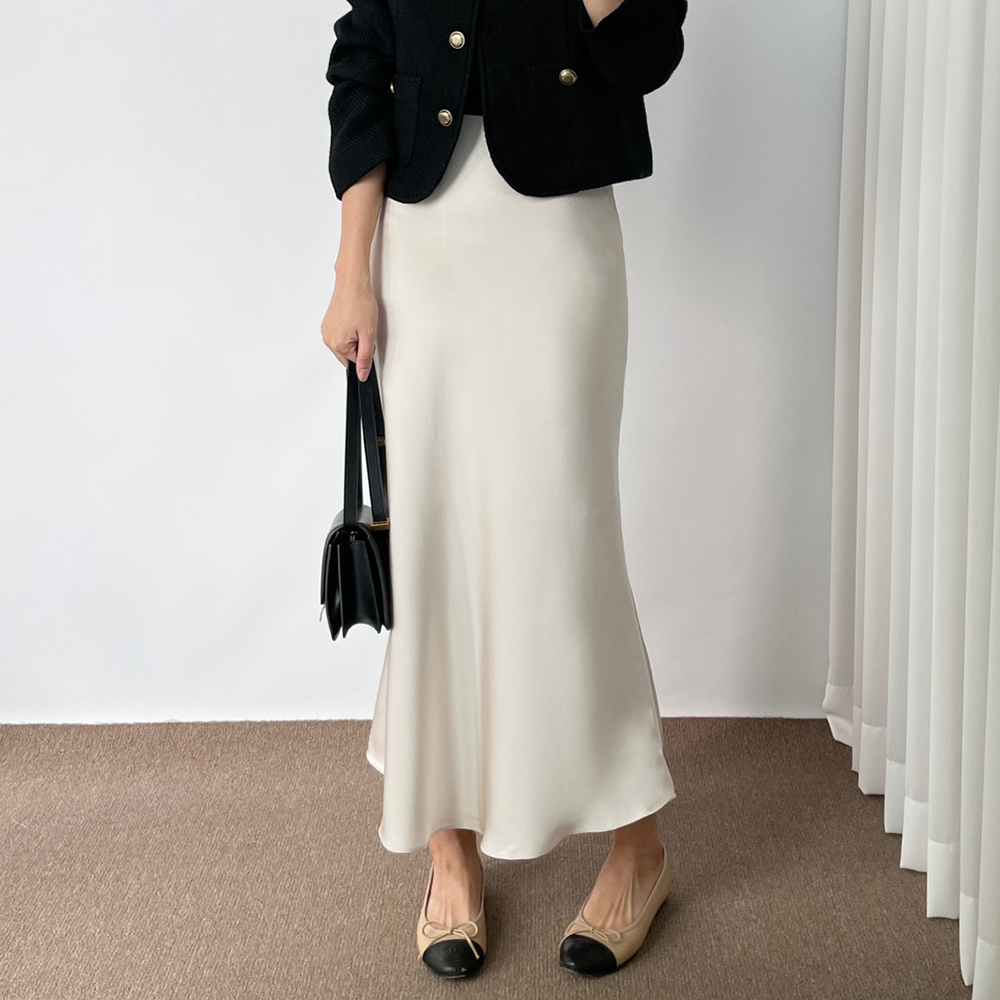 새틴스커트 새틴롱스커트 실크치마 제품 이미지