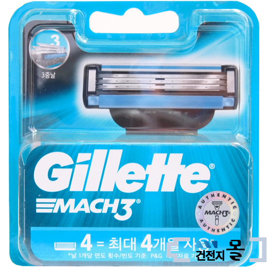 질레트 마하3 면도날 4입 3중날
