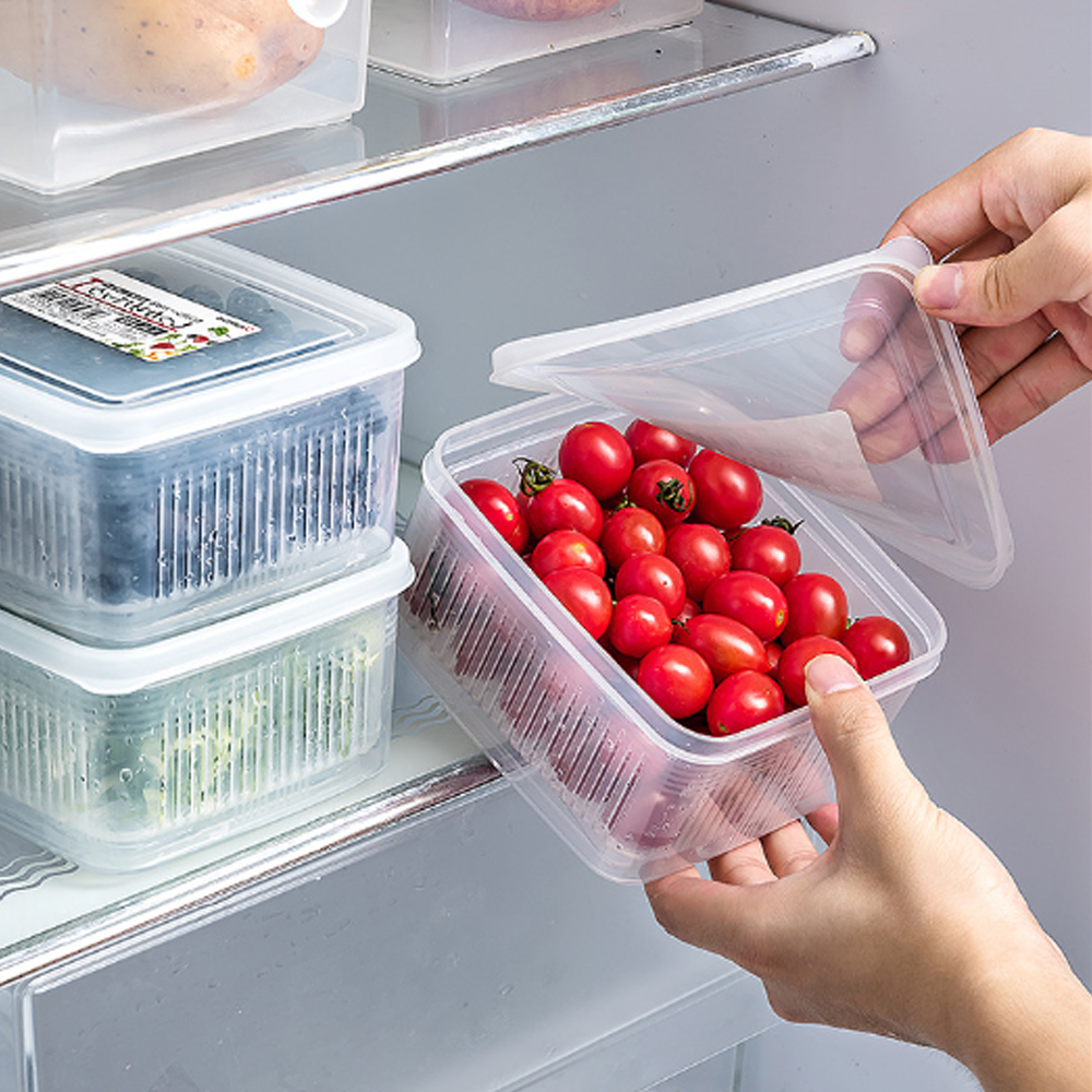 (3P세트) 냉장고 정리 사각채반용기 1100ml 물빠짐 용기 - 상세 이미지 3