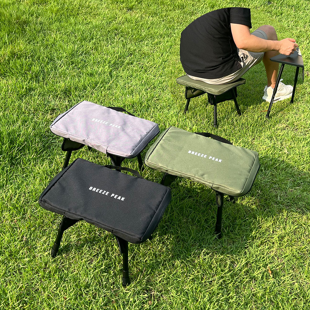 캠핑 의자 체어 스툴 사이드 보조 멀티 테이블 미니 사각 경량 높이조절 블랙 M