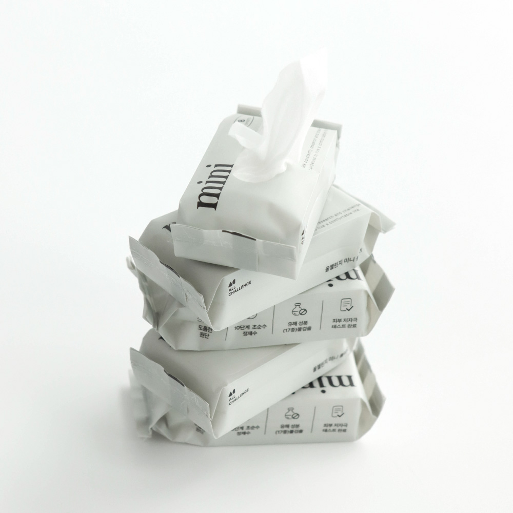 올챌린지 미니 포켓 휴대용 여행용 소형 물티슈 8매 5팩+5팩