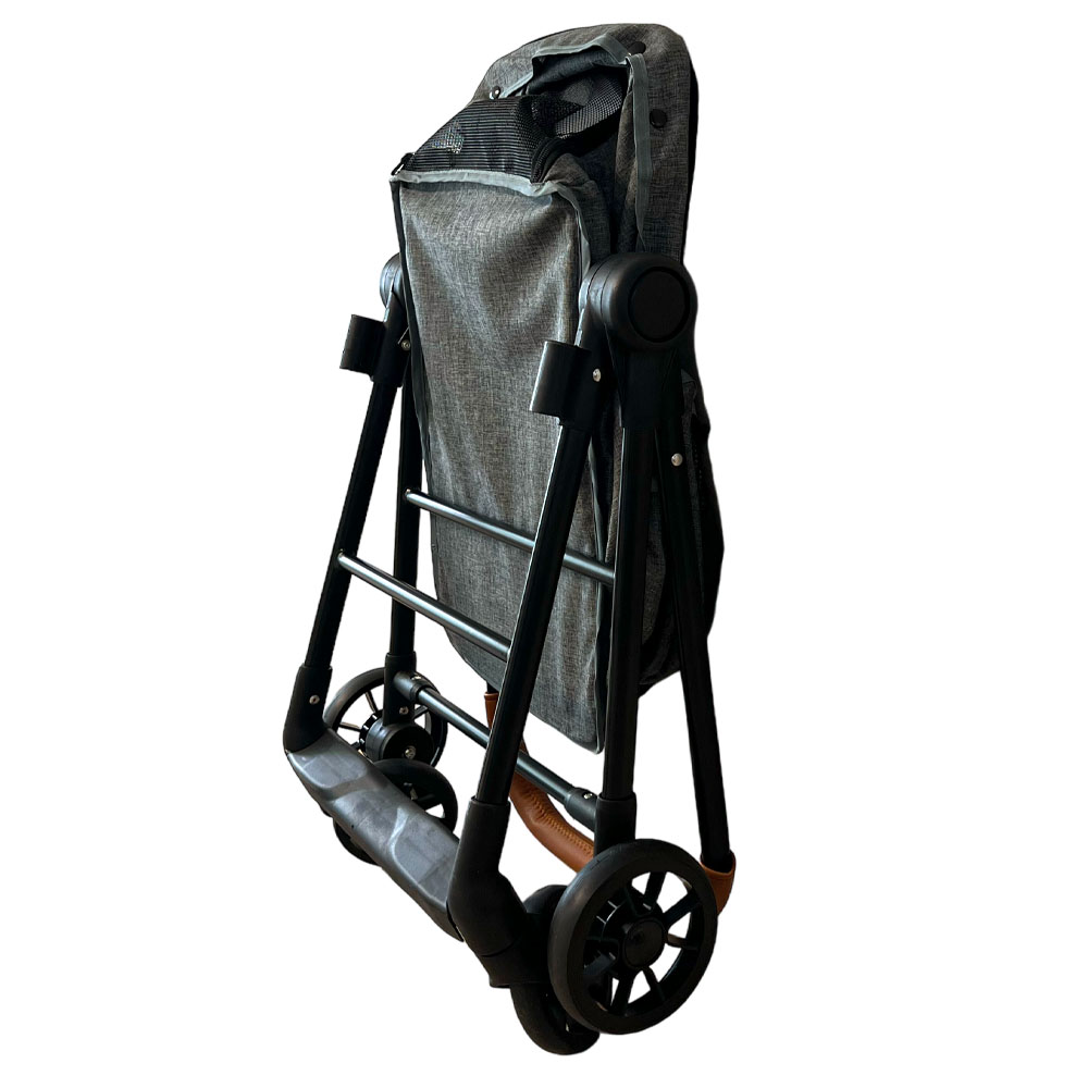 UH 강아지 유모차 접이식 애견 반려견 개모차 펫 전용 브라운, M(중형)