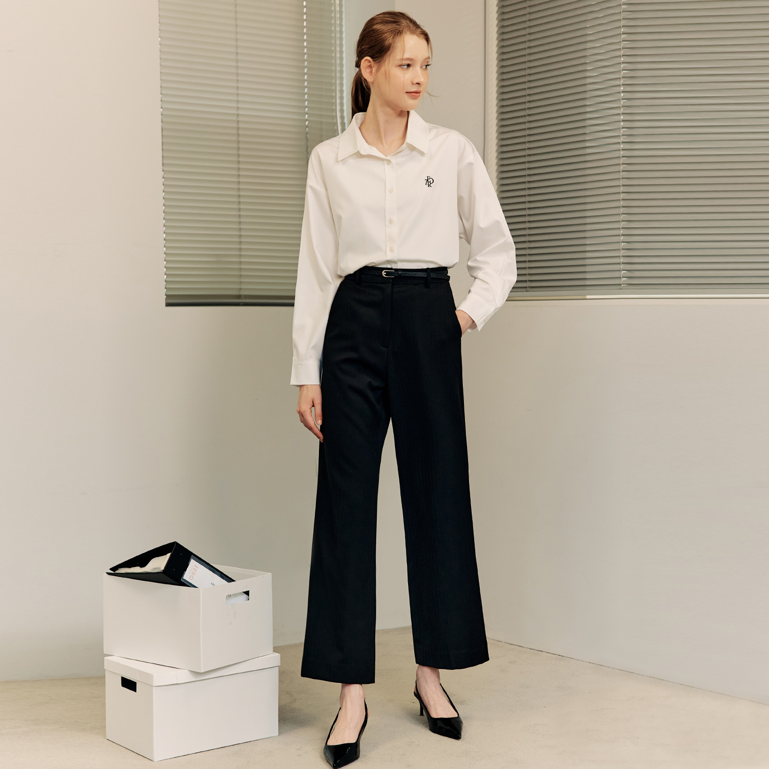 [제로스트릿]벨트 스트레이트 슬랙스 BELT STRAIGHT SLACKS / BLACK - 상세 이미지 2