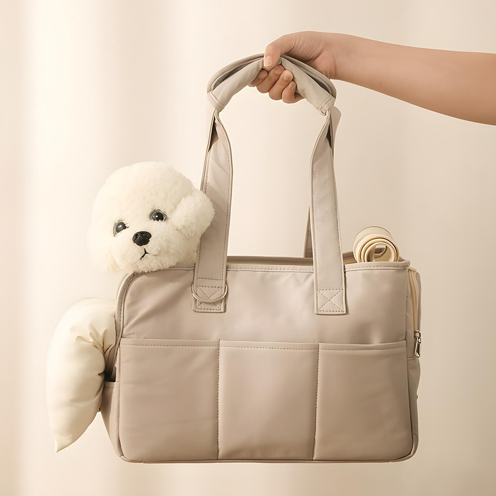 강아지가방 슬링백 고양이이동장 산책가방 애견캐리어 포대기 기내용 그레이, M(중형)