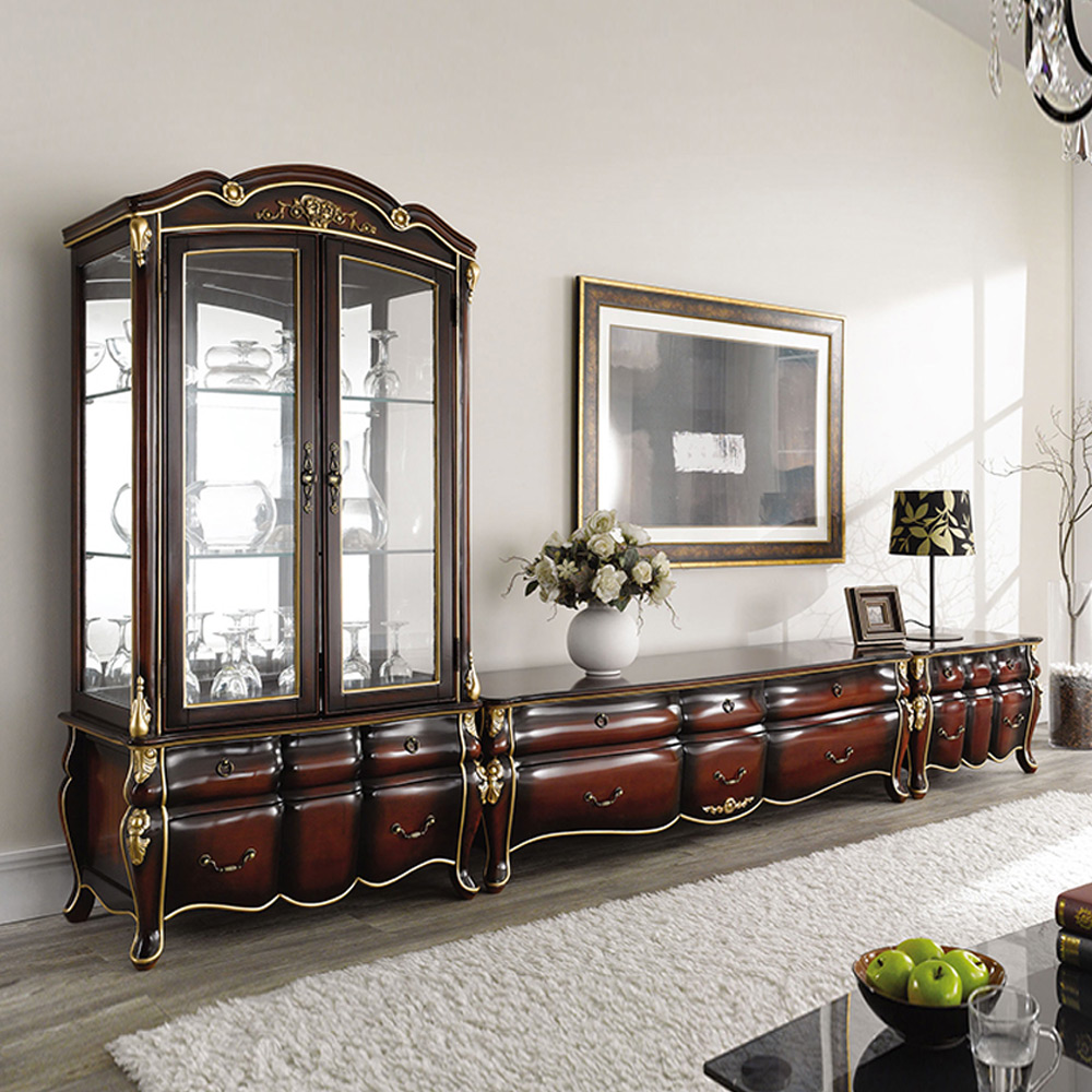 H65F 마호가니 원목 거실장세트