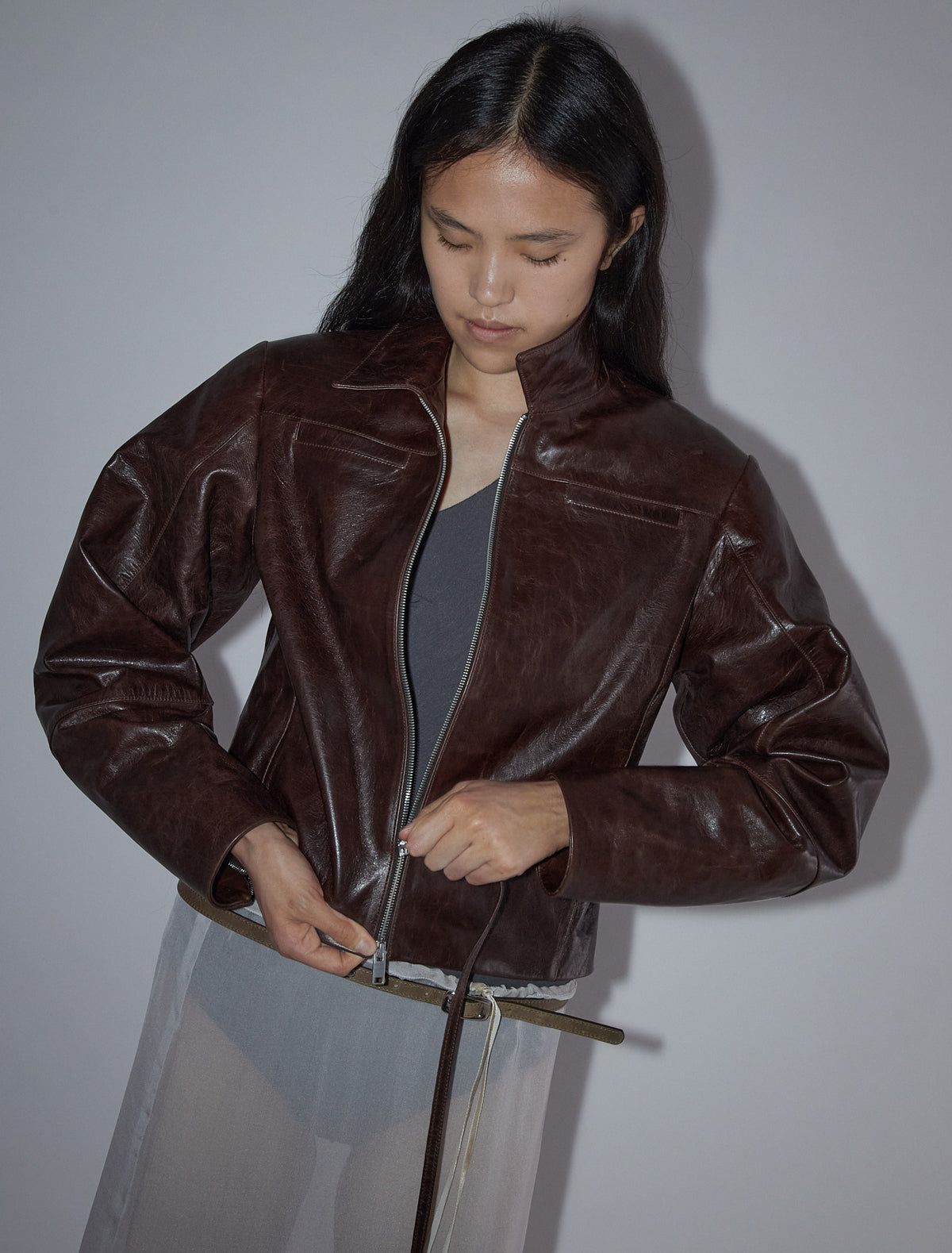 팔로마울 더블 지퍼 가죽 재킷 TX6802 ONE COLOR