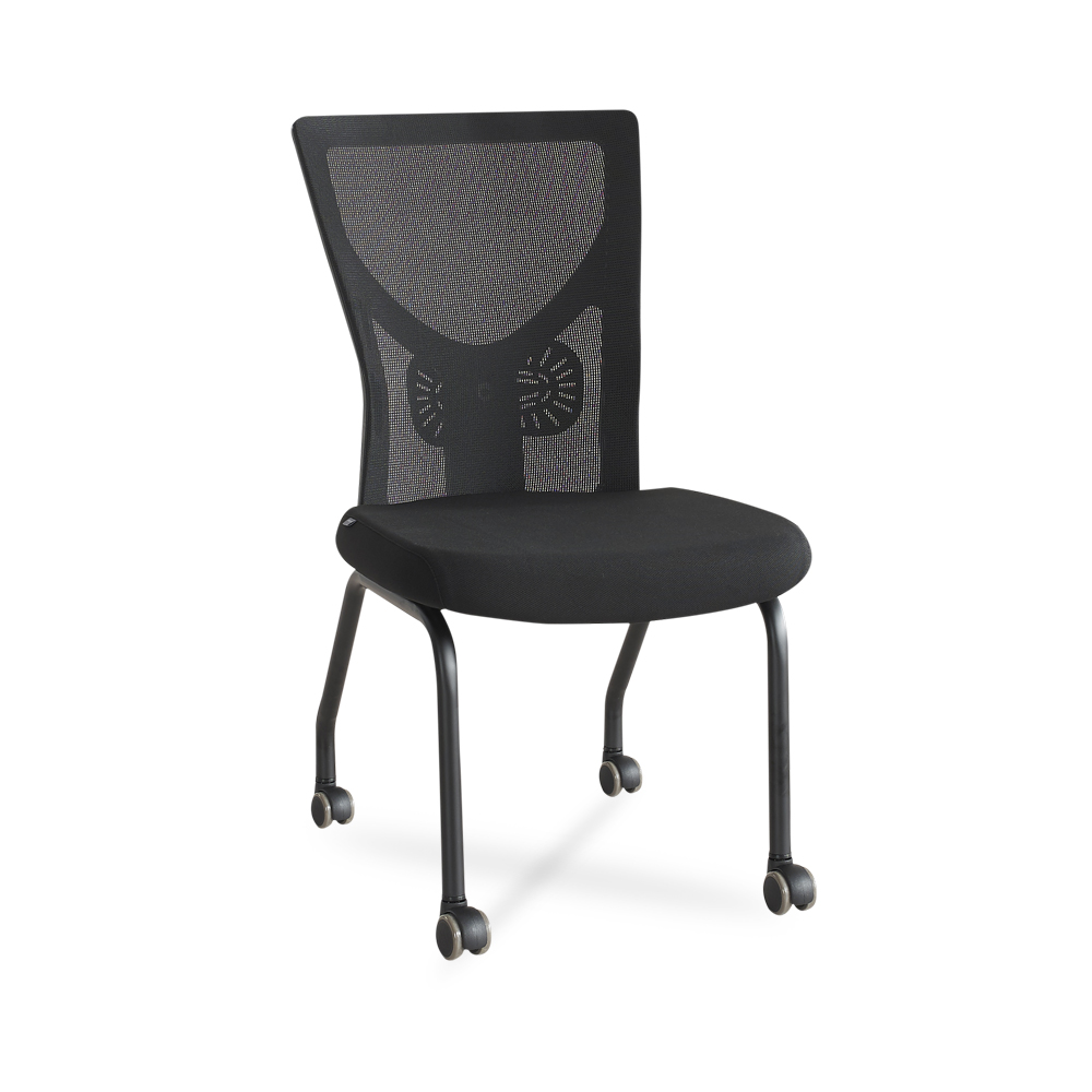 AS40 팔걸이없는 요추 편안한 회의용 공부 컴퓨터 책상 의자 블랙블랙 바퀴4개