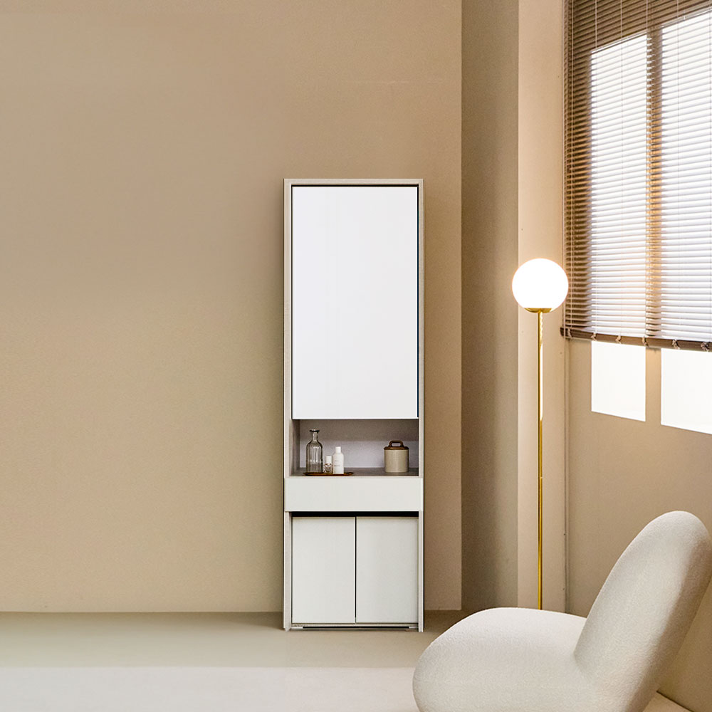 장인가구 루이나 플레인 슬림 거울 수납 서랍 화장대 600