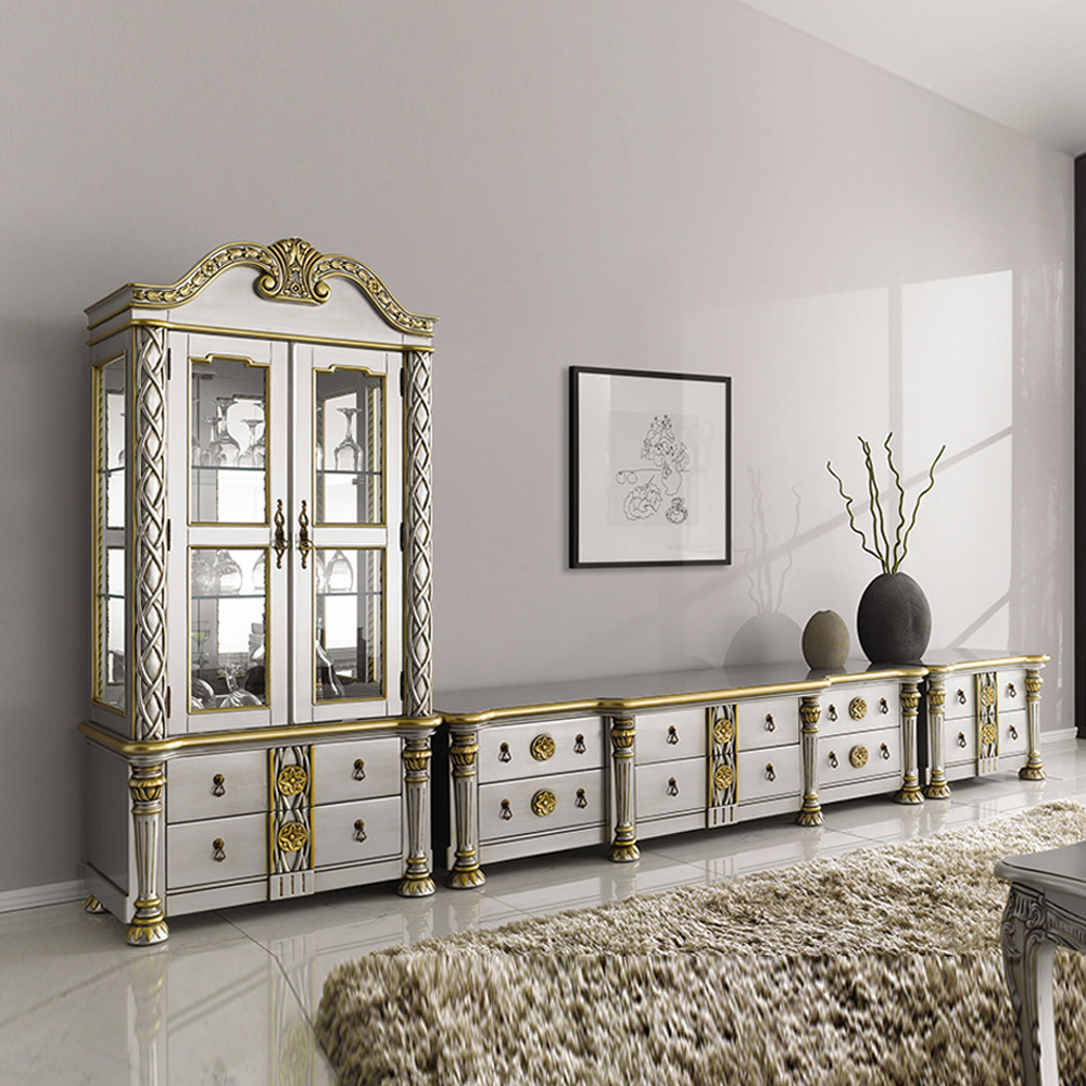 H63F 마호가니 원목 거실장세트