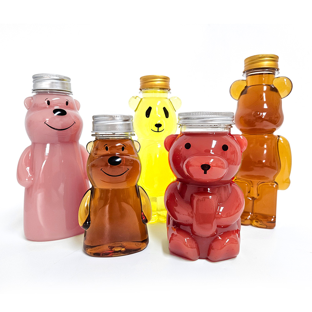 곰 페트병 곰돌이 베어 보틀 플라스틱 더치커피 밀크티 음료 커피 병 긴곰 350ml - 상세 이미지 2