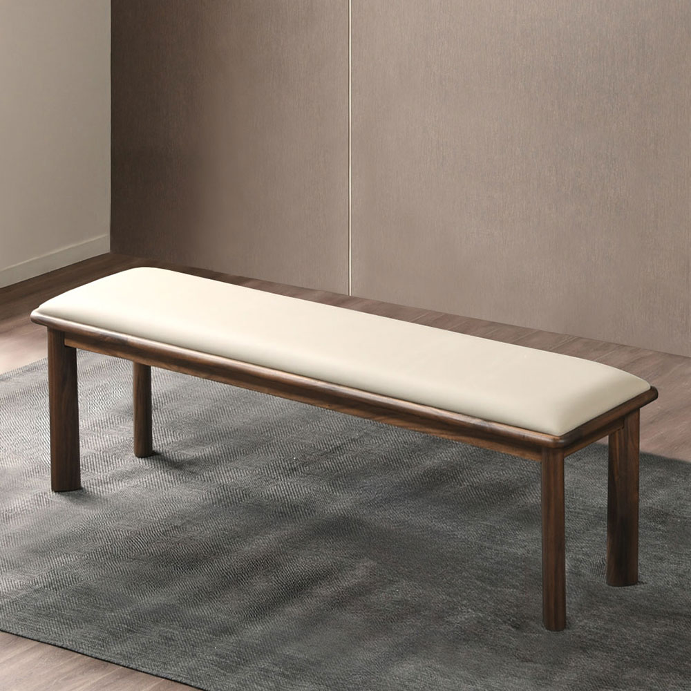 스코나 오니안 호두나무 월넛 원목 실리콘레더 가죽 3인 등받이 벤치 의자 1550