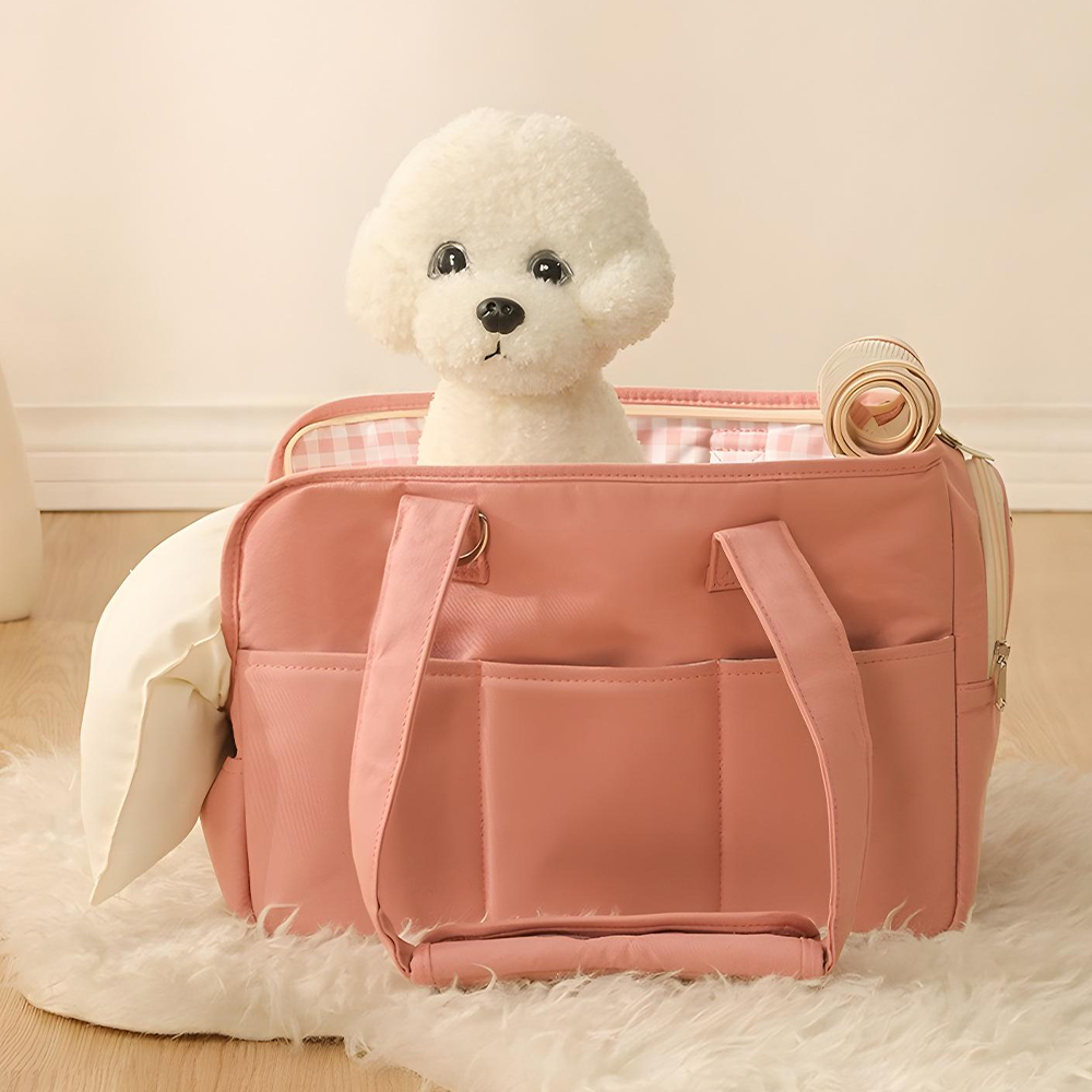 강아지가방 슬링백 고양이이동장 산책가방 애견캐리어 포대기 기내용 핑크, L(대형)