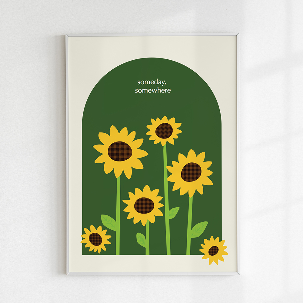 밀키앤쥬 해바라기그림 인테리어포스터 액자 집들이선물 썸데이그린해바라기