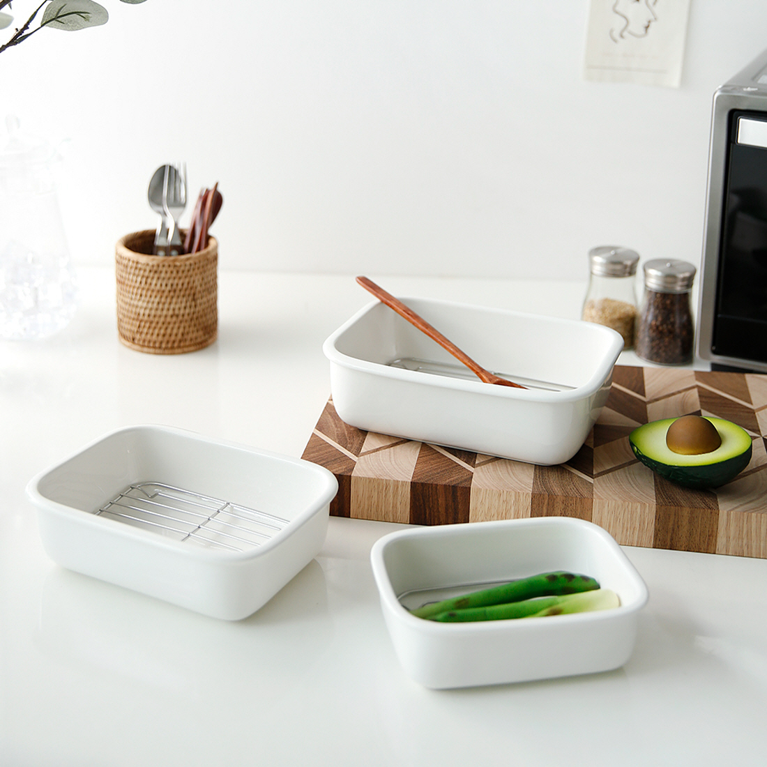 세라믹밧드 에어프라이어 그릇 발뮤다 전자레인지 용기 오븐용트레이 밧드 소형