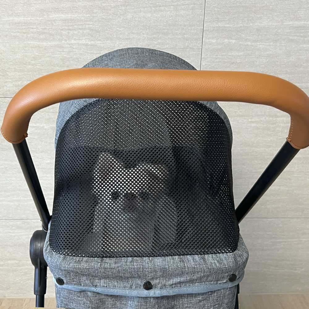 UH 강아지 유모차 접이식 애견 반려견 개모차 펫 전용 브라운, M(중형)