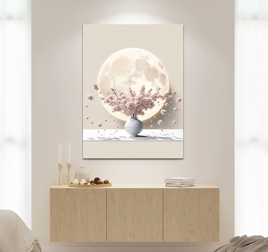 벚꽃 달항아리 인테리어 그림 꽃 액자 거실 풍수 카페 개업선물 소형