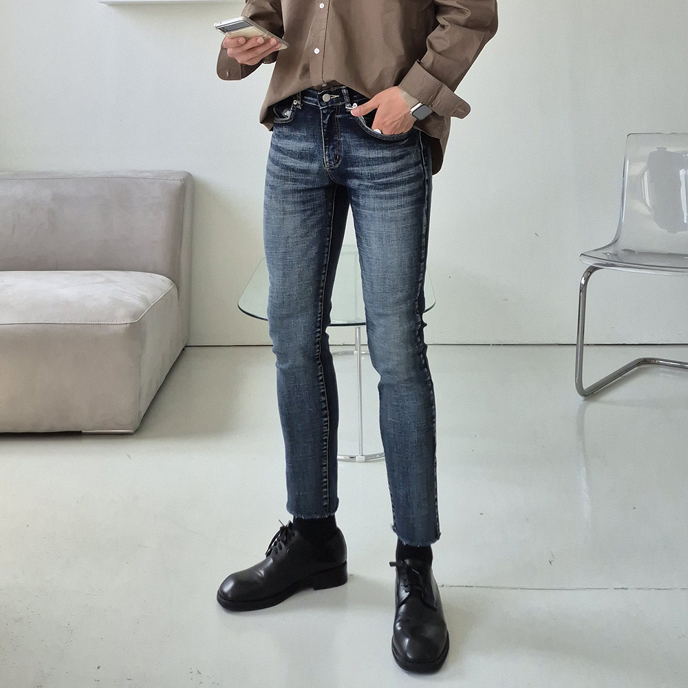 남자 청바지 밴딩 빅사이즈 스판 슬림핏 청바지 - 상세 이미지 3