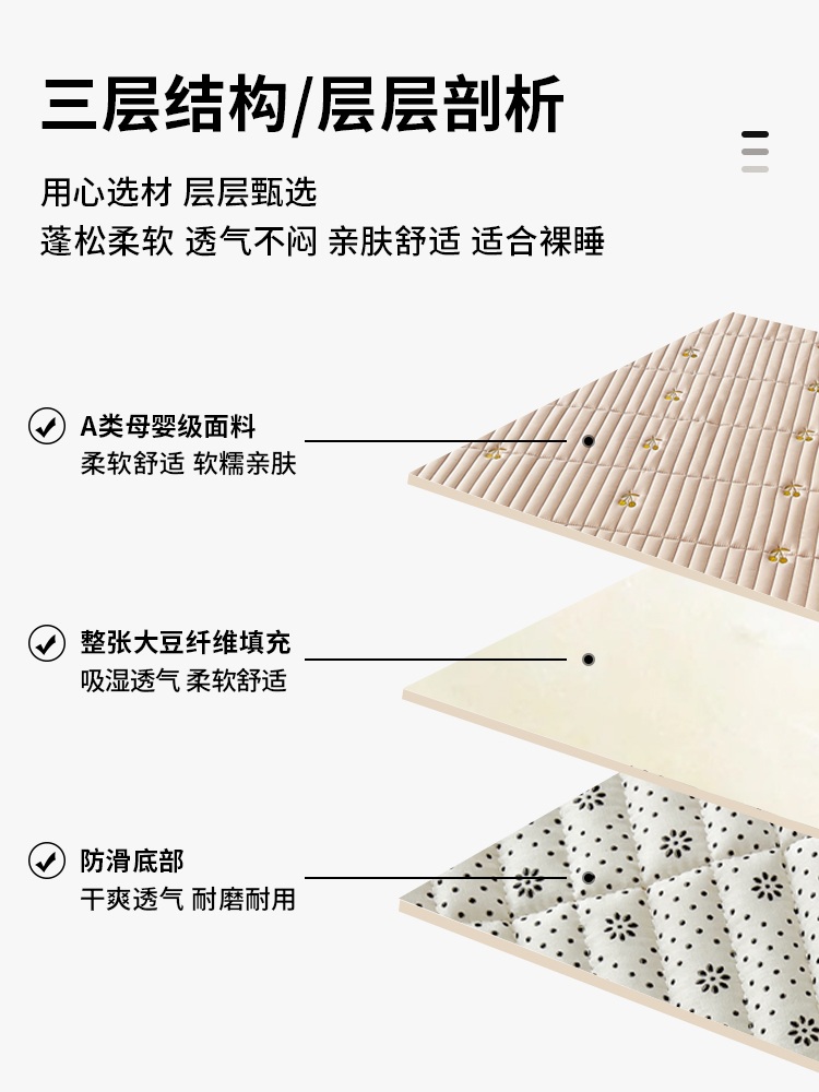 이불패드 고시원 통기성 유아 산모 매트리스 향균 바닥 체리커피 원면 싱글피스 90x200cm - 상세 이미지 3