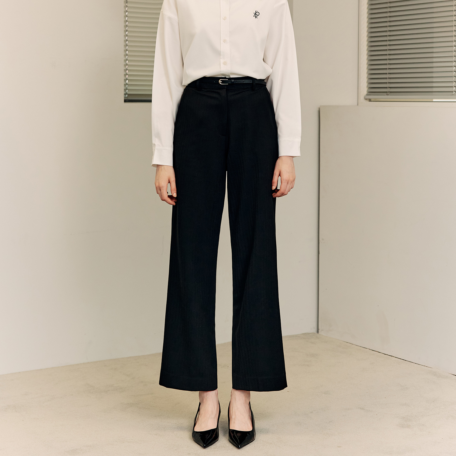 [제로스트릿]벨트 스트레이트 슬랙스 BELT STRAIGHT SLACKS / BLACK