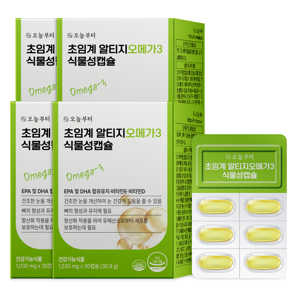 오늘부터 초임계 알티지오메가3 식물성캡슐 rTG 오메가쓰리 30캡슐, 4개