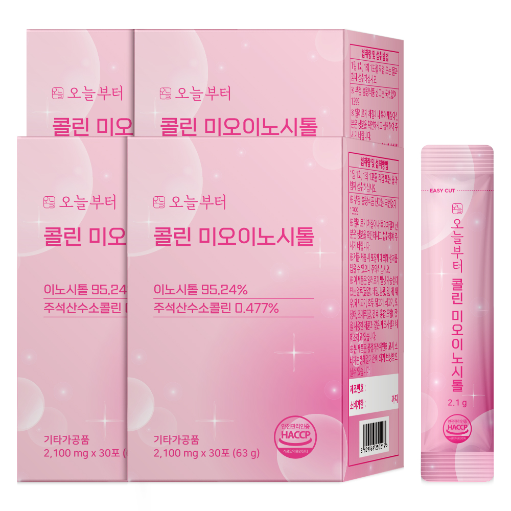 오늘부터 콜린 미오이노시톨 임신준비 영양제 비타민 엽산 30포, 4개