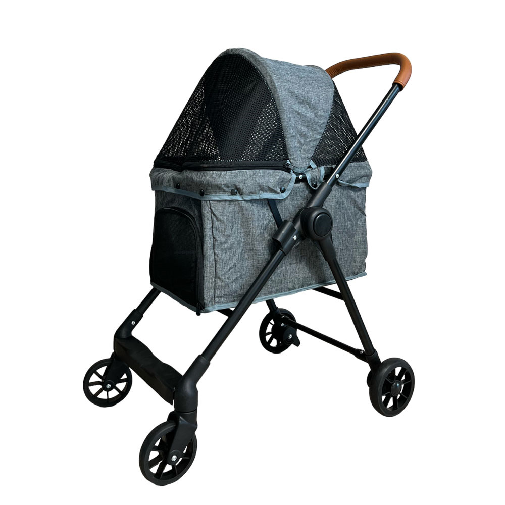 UH 강아지 유모차 접이식 애견 반려견 개모차 펫 전용 그레이, M(중형)