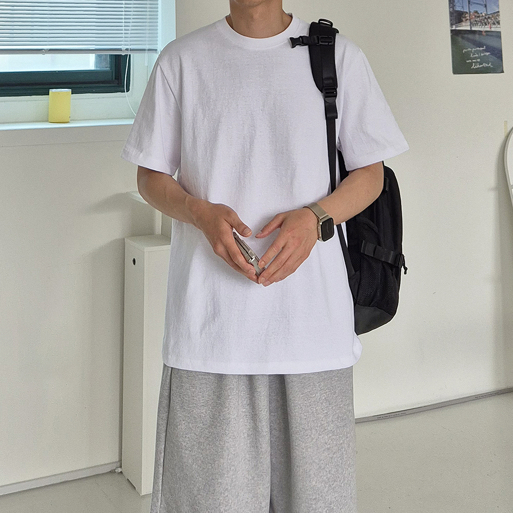 무지 남자 반팔티 빅사이즈 흰티 오버핏 기본 티셔츠