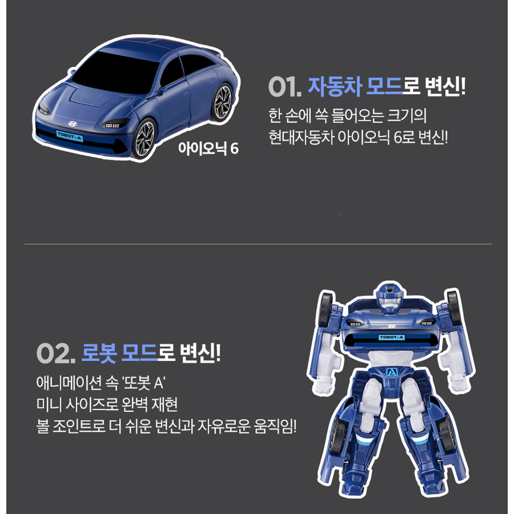 미니 또봇 A 대도시의 영웅들 현대 아이오닉6 자동차 변신 로봇 장난감 남자아이 스티커세트 - 상세 이미지 4