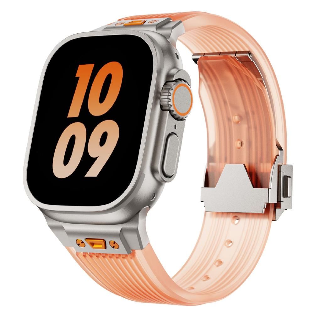 애플워치 9세대 투명 스트랩 메탈 버클 밴드 투명 티타늄 커넥터 49mm(울트라 1/2세대) 이미지 8