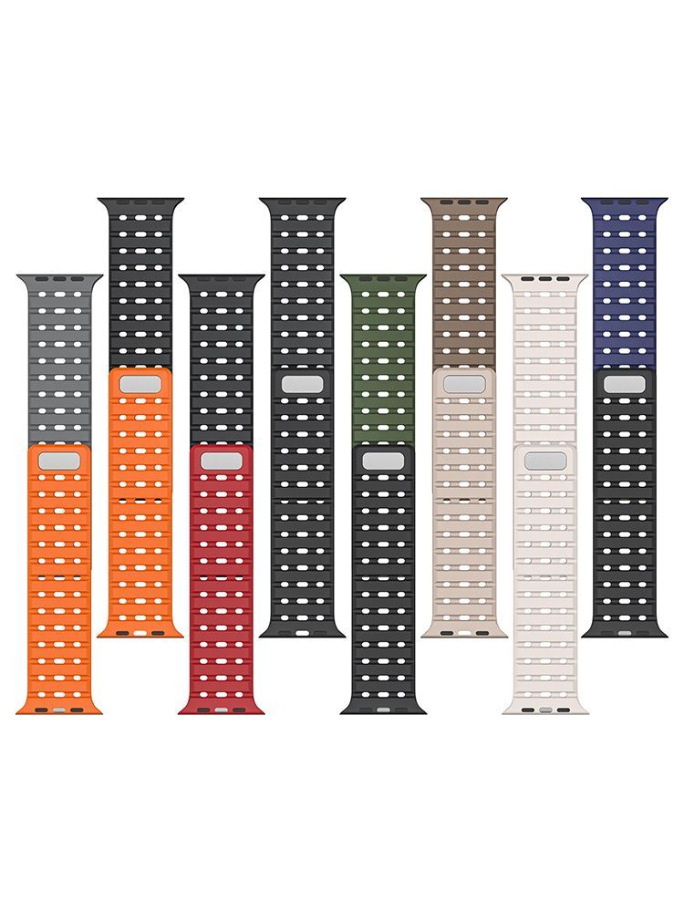 애플워치9 스트랩 통기성 마그네틱 홀 스포츠 투톤 밴드 블랙 49mm(울트라1/2) - 상세 이미지 2