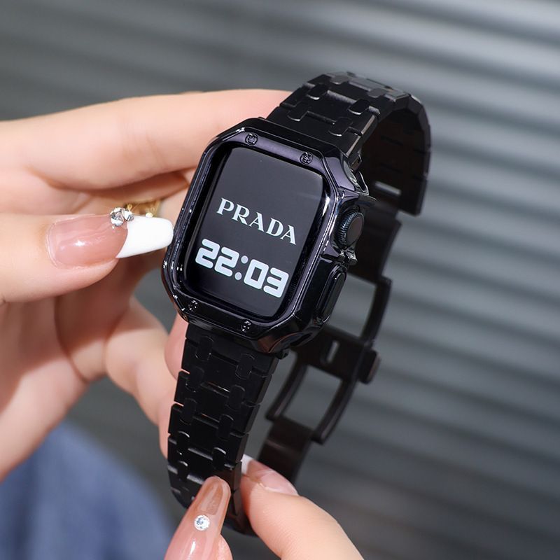 애플 워치 9세대 메탈 스트랩 스틸 프레임 케이스 스페이스 실버 밴드 도금 케이스 41mm - 상세 이미지 4