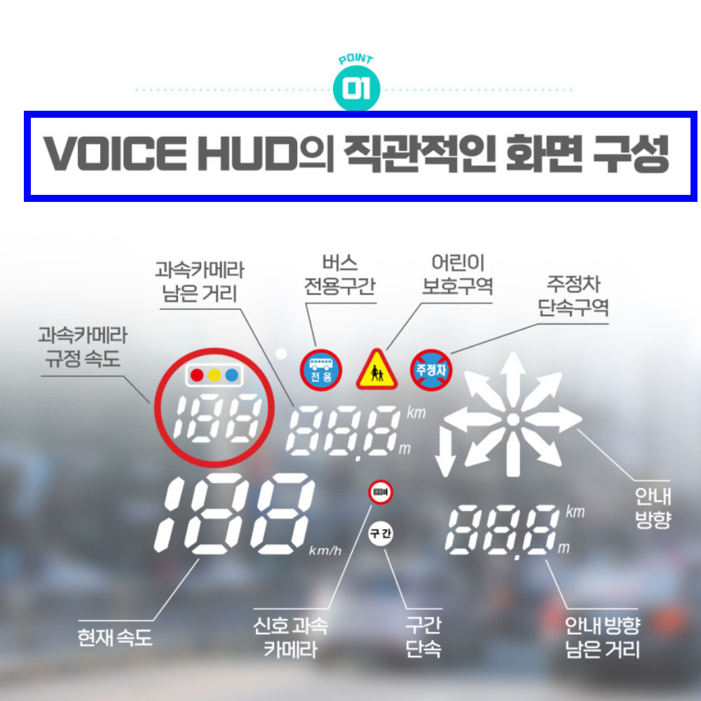 폰터스 HUD H500 SK텔레콤 AI 음성인식 카카오맵 내비게이션 교통정보 길 안내 - 상세 이미지 5