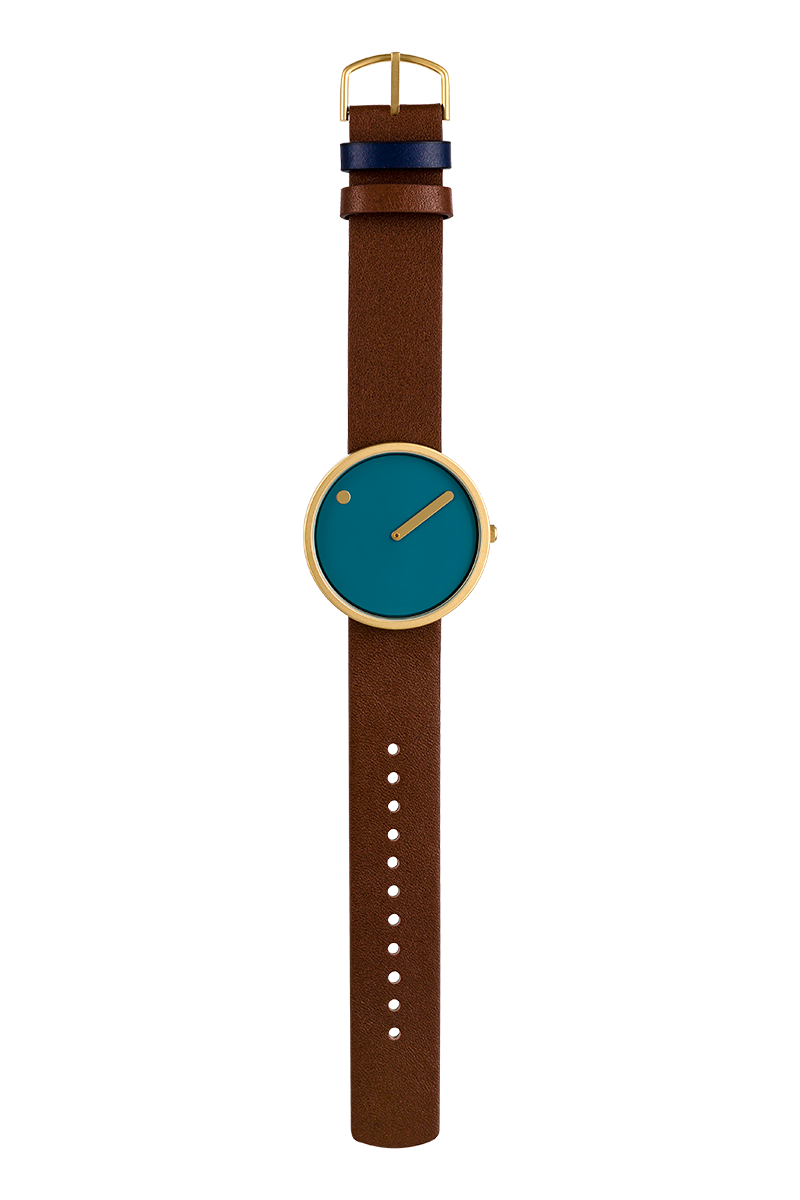 픽토 더스티 블루 다이얼 브라운 가죽시계