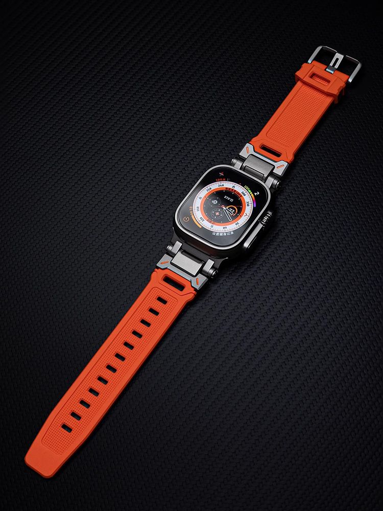 애플워치 9세대 울트라2 스트랩 메탈 티타늄 커넥터 그레이 밴드 프레임 케이스 iWatch Ultra 1/2 49mm - 상세 이미지 5