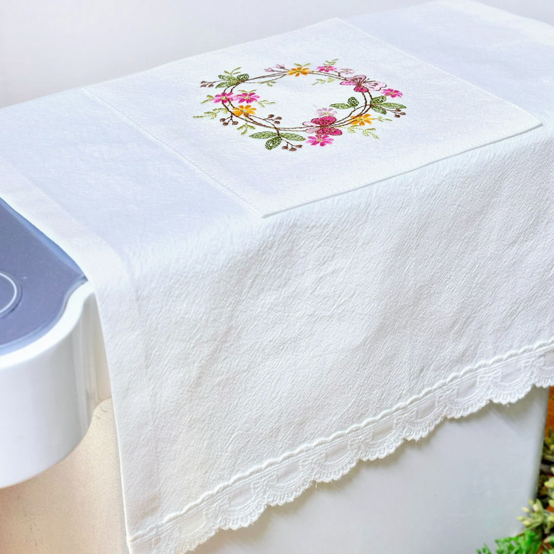 [정수기커버] 광목 레이스 커피머신 토스터기 다용도 커버 플라워 리스 홈수니