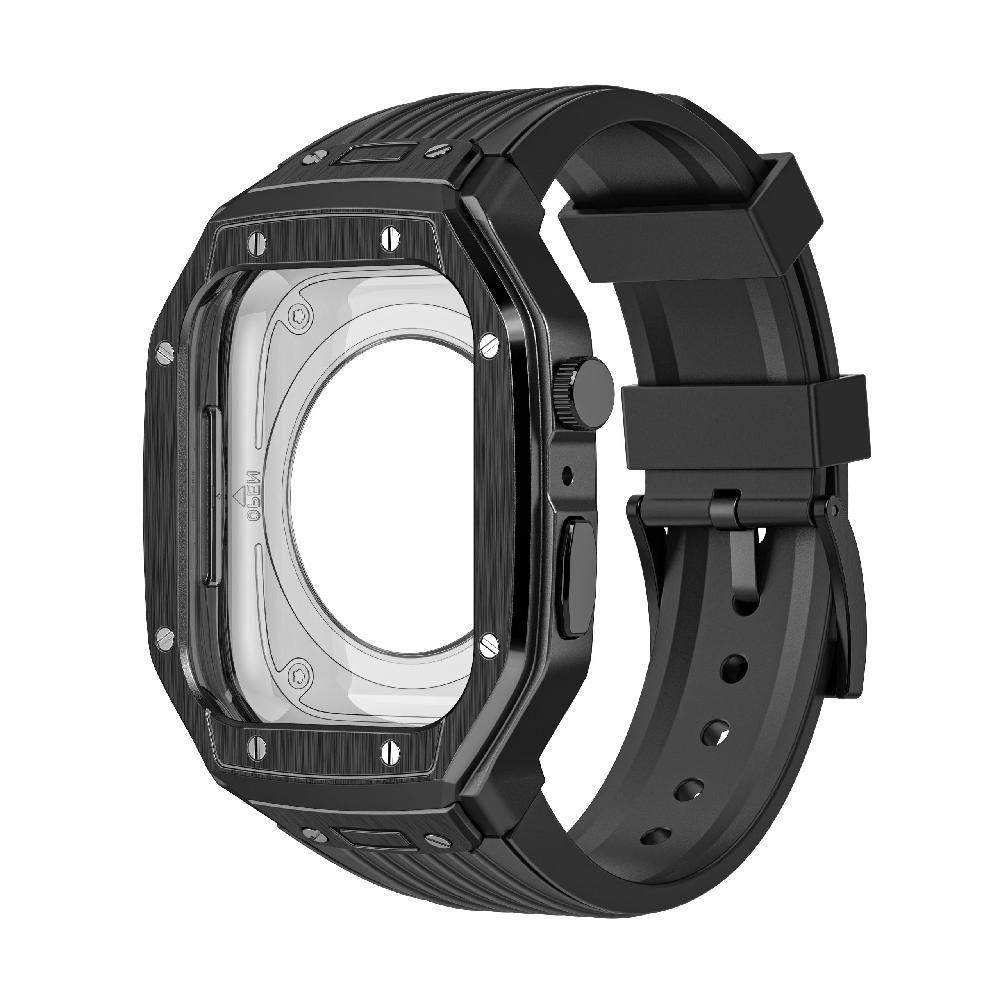 애플워치9 메탈 일체형 스트랩 손목 밴드 실버 프레임 블랙 Apple Watch 44/45mm 범용 이미지 7