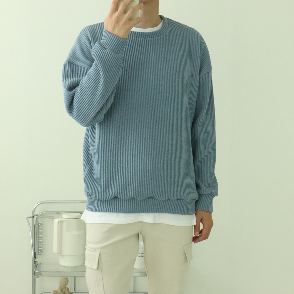 남자 니트 남자 골지 맨투맨 커플 오버핏 니트 남성스웨터