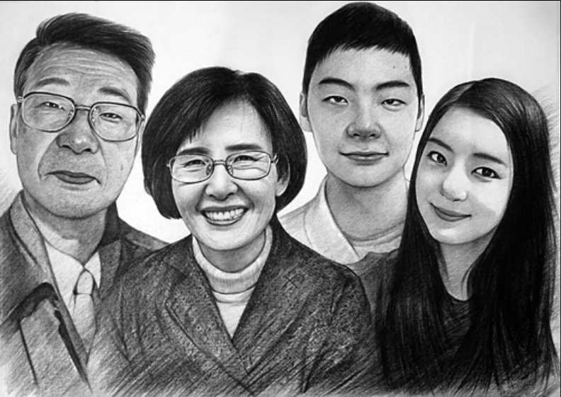 연필초상화주문제작 A4일반화1인 2인 선물 가족 웨딩 돌 팝아트 퇴임선물 사은회 인테리어 - 상세 이미지 4
