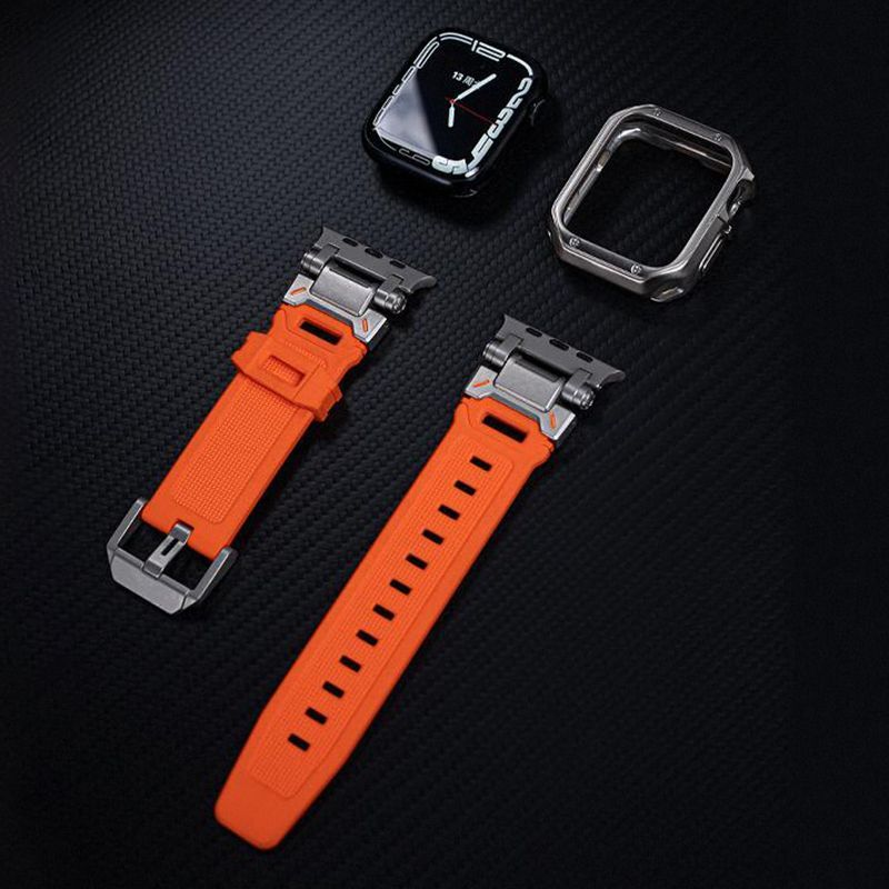 애플워치 9세대 울트라2 스트랩 메탈 티타늄 커넥터 그레이 밴드 프레임 케이스 iWatch Ultra 1/2 49mm - 상품 이미지