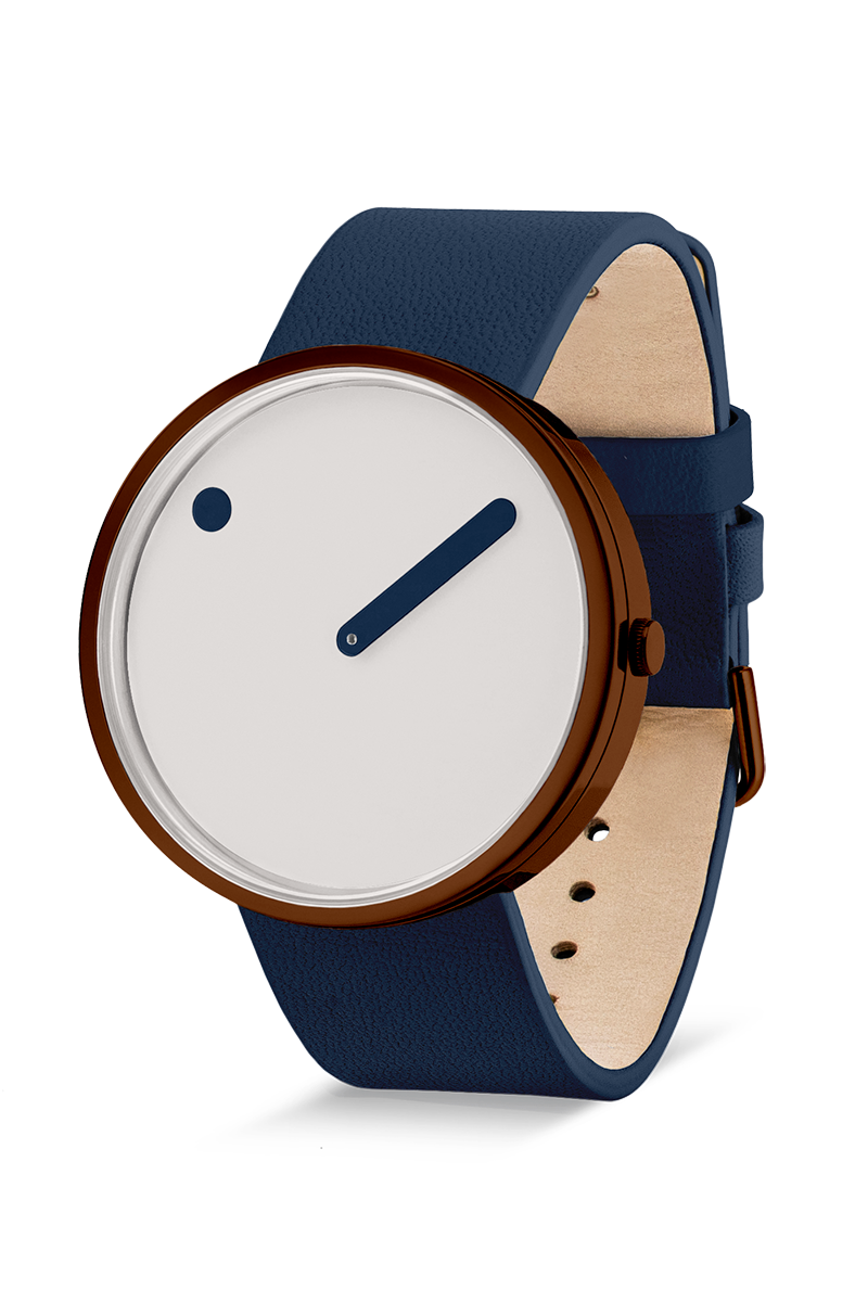 픽토 크림 다이얼 미드나이트 블루 가죽시계